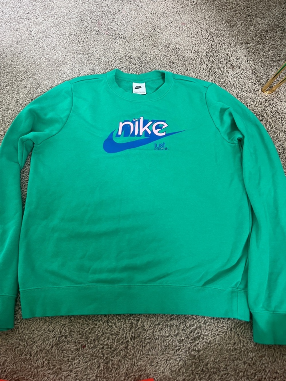Nike Teal Green Crewneck Sweatshirt with Blue Logo